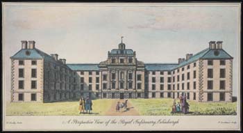 Hand-coloured engraving of the Royal Infirmary of Edinburgh