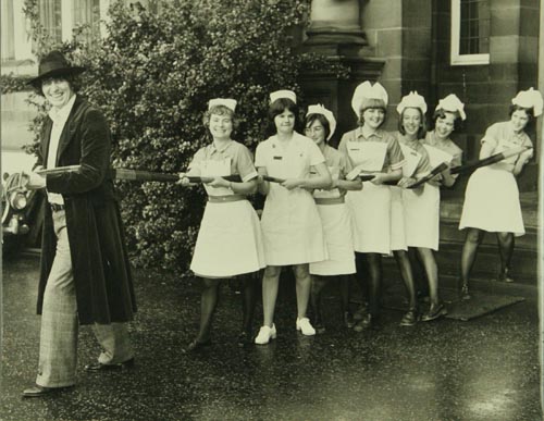 Tom Baker with nurses