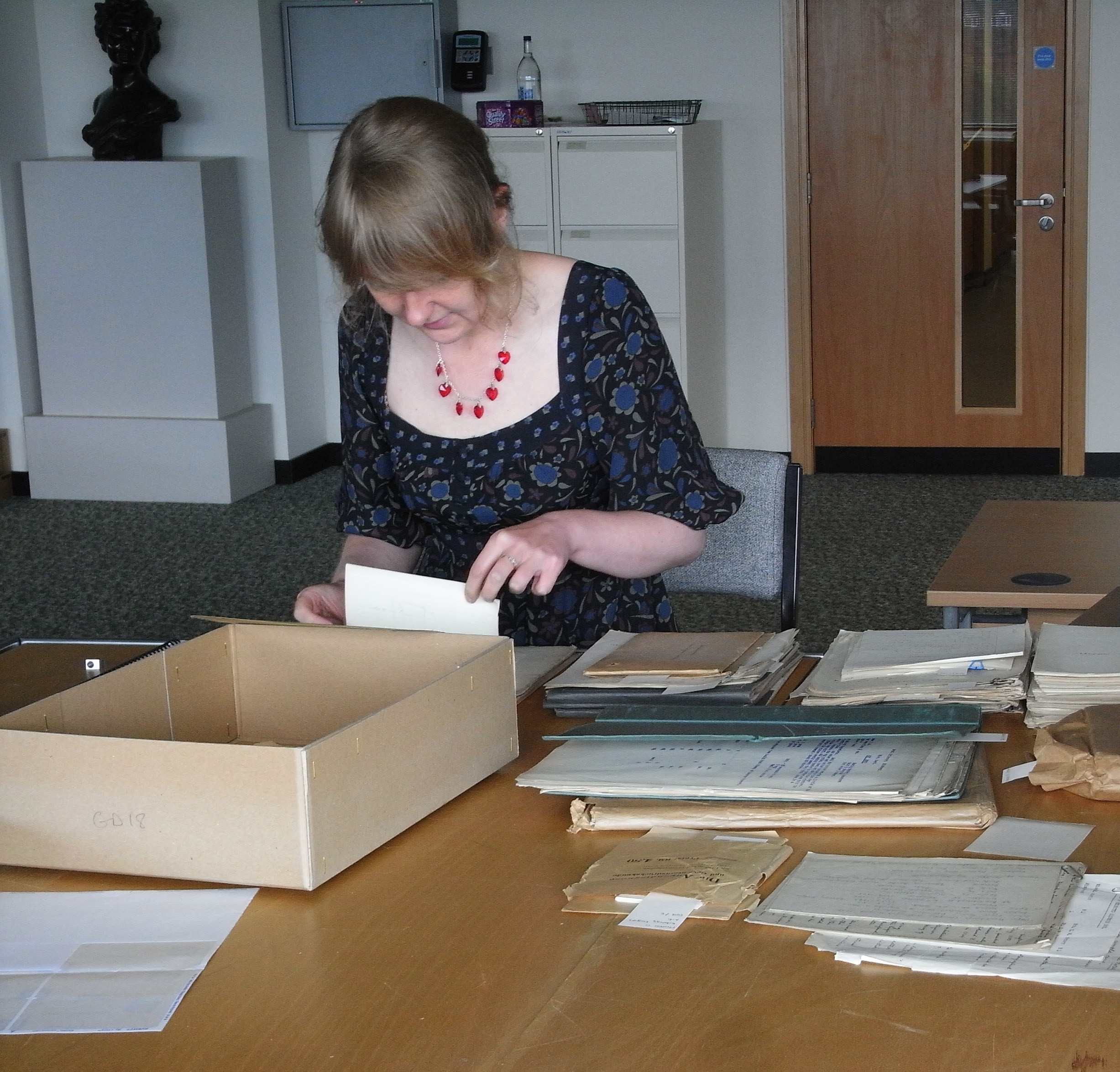 Louise Williams working on the Amelia Nyasa Laws papers