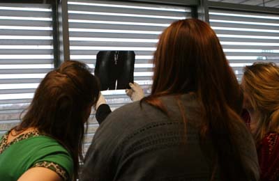 Students examining an x-ray