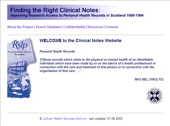 Finding the Right Clinical Notes website (www.clinicalnotes.ac.uk)