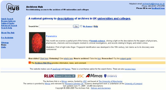 Archive Hub home page