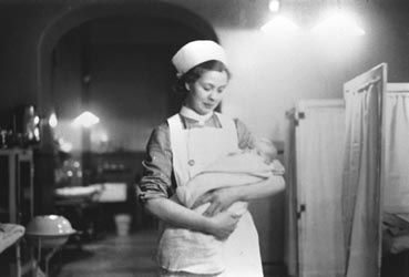 Nurse holding baby, Edinburgh Royal Maternity Hospital, n.d., LHSA Photographic Collection